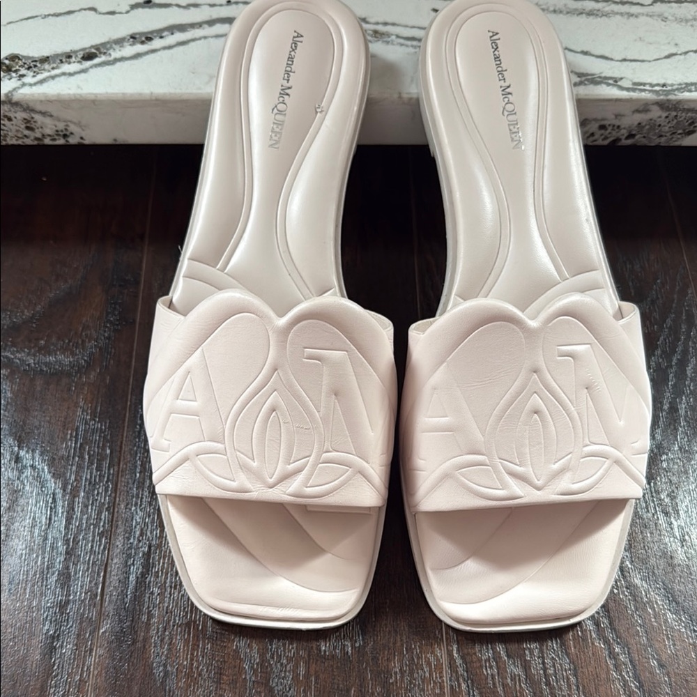 Alexander McQueen Pink Slide Sandals with Quilted Design